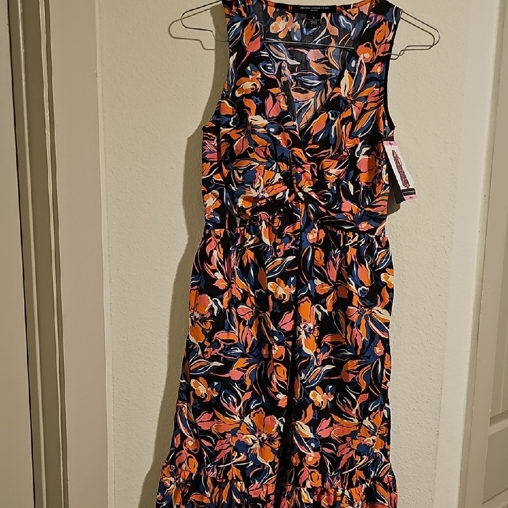 French Connection Orange Ruffled Tiered Maxi Sundress
